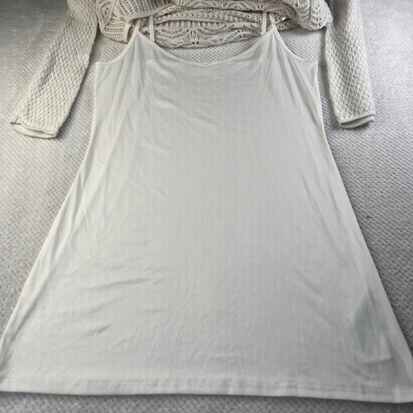 Abercrombie & Fitch Crochet Mini Dress Cream White Long Sleeve Petite Large NWT - Picture 5 of 10